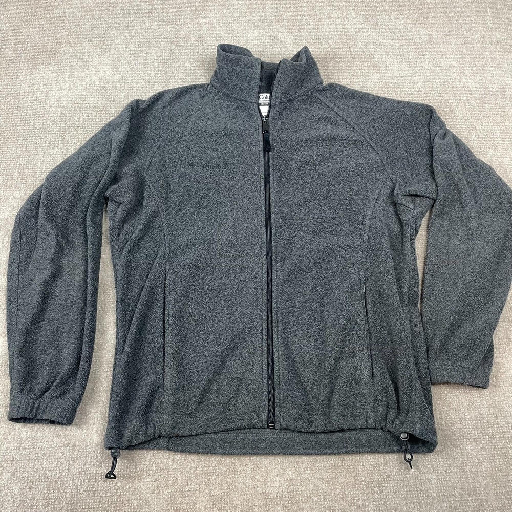 Columbia Fleece Jacket Womens Small Charcoal Gray Mock Neck Full Zip Sportswear